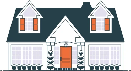 Home loan illustration showing house and financial benefits